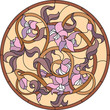 Abstract floral ornament stained glass window. Mosaic
