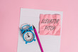 Writing note showing Elevator Pitch. Business concept for A persuasive sales pitch Brief speech about the product Striped paper sheet note pencil vintage alarm clock colored background