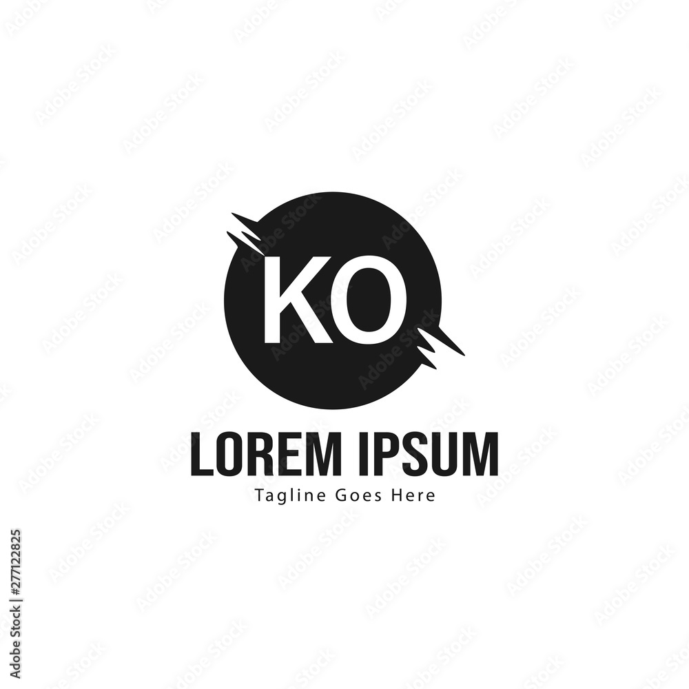 Initial KO logo template with modern frame. Minimalist KO letter logo vector illustration - obrazy, fototapety, plakaty 