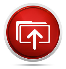 Wall Mural - Upload files icon Promo Red Round Button