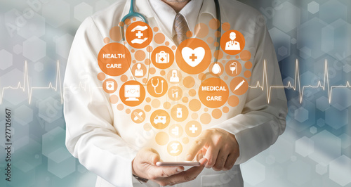 Medical Healthcare Concept Doctor In Hospital With Digital