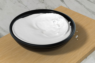 Sticker - A bowl of milk and splashing liquid, 3d rendering.