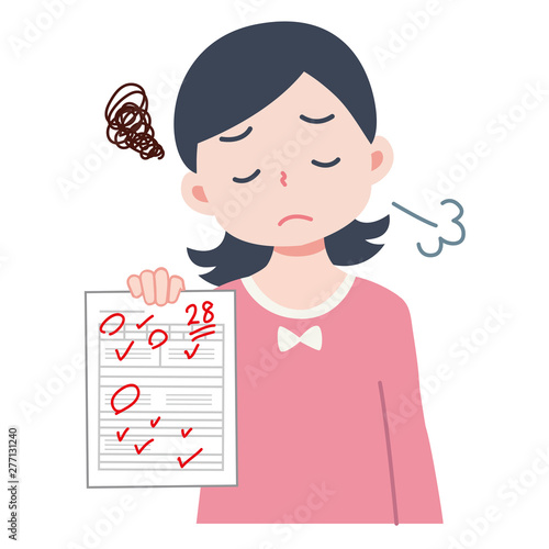 成績が落ちた女の子のイラスト Stock Vector Adobe Stock