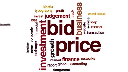 Wall Mural - Bid price animated word cloud. Kinetic typography.