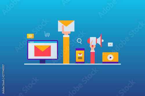 Vector Web Banner Concept Of Email Marketing Digital Advertising