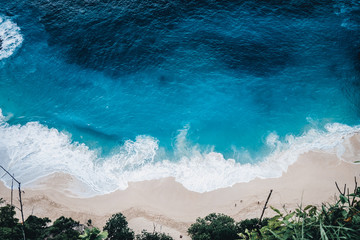 Wall Mural - wild beach, top view, waves