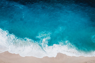 Wall Mural - wild beach, top view, waves