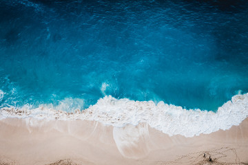 Wall Mural - wild beach, top view, waves