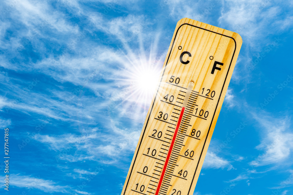 Hitze und Thermometer - obrazy, fototapety, plakaty 
