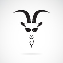 Vector Of Goat Head Wearing Sunglasses. Animals.