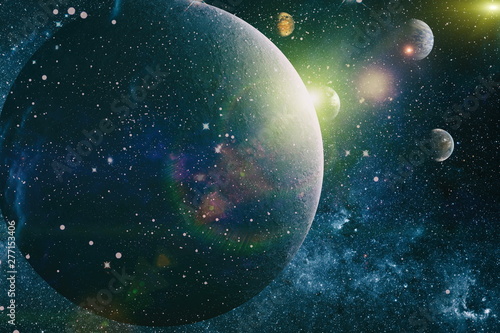 Foto  planets, stars and galaxies in outer space showing the beauty of space exploration