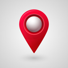 Map Location Pointer 3d Pin With Glowing Glass Bubble. Navigation Icon For Web, Banner, Logo Or Badge. Vector Illustration.