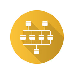 Wall Mural - Network diagram flat design long shadow glyph icon. Cluster diagram. Vertices and edges of graph. Network graphical chart. Computers structure. Interconnected system. Vector silhouette illustration