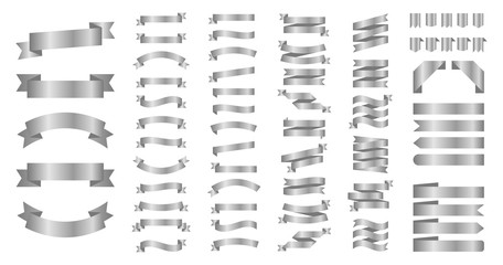 Wall Mural - ribbon or banner vector set. flat vector ribbons banners isolated background. ribbon silver colored.