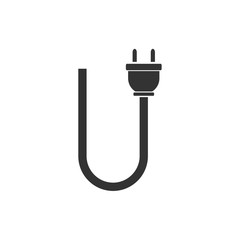 Aufkleber - Plug Cable icon template black color editable. Plug Cable symbol vector sign isolated on white background. Simple logo vector illustration for graphic and web design.