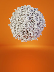 Wall Mural - Abstract sphere made by numbers, original 3d rendering illustration, technology concepts