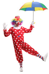 Sticker - Cheerful clown holding an umbrella