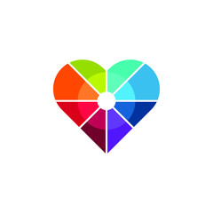 Canvas Print - Rainbow Heart Shape Geometric Abstract Isolated Logo