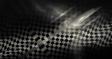 Interesting Geometric Background With Elements Of Checkered Flag. Shiny Rally Texture 