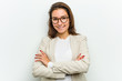 © Asier - Young european business woman smiling confident with crossed arms.