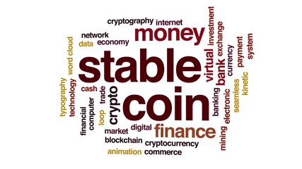 Wall Mural - Stable coin animated word cloud. Kinetic typography.