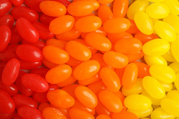 Poster - Delicious jelly beans of different colors, closeup