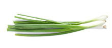 Fresh Ripe Green Onions On White Background