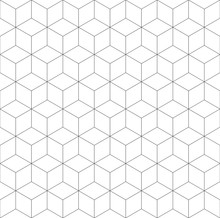 Seamless Geometric Pattern. Cubic Hexagon Texture. Rhomb Mesh Background.