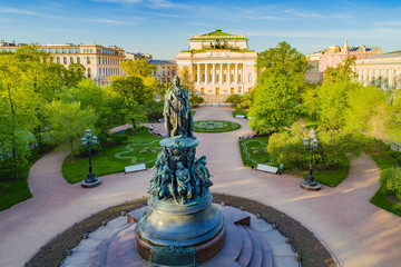 saint-petersburg. russia. ostrovsky square. alexandrinsky theatre. catherine garden. nevsky avenue. 