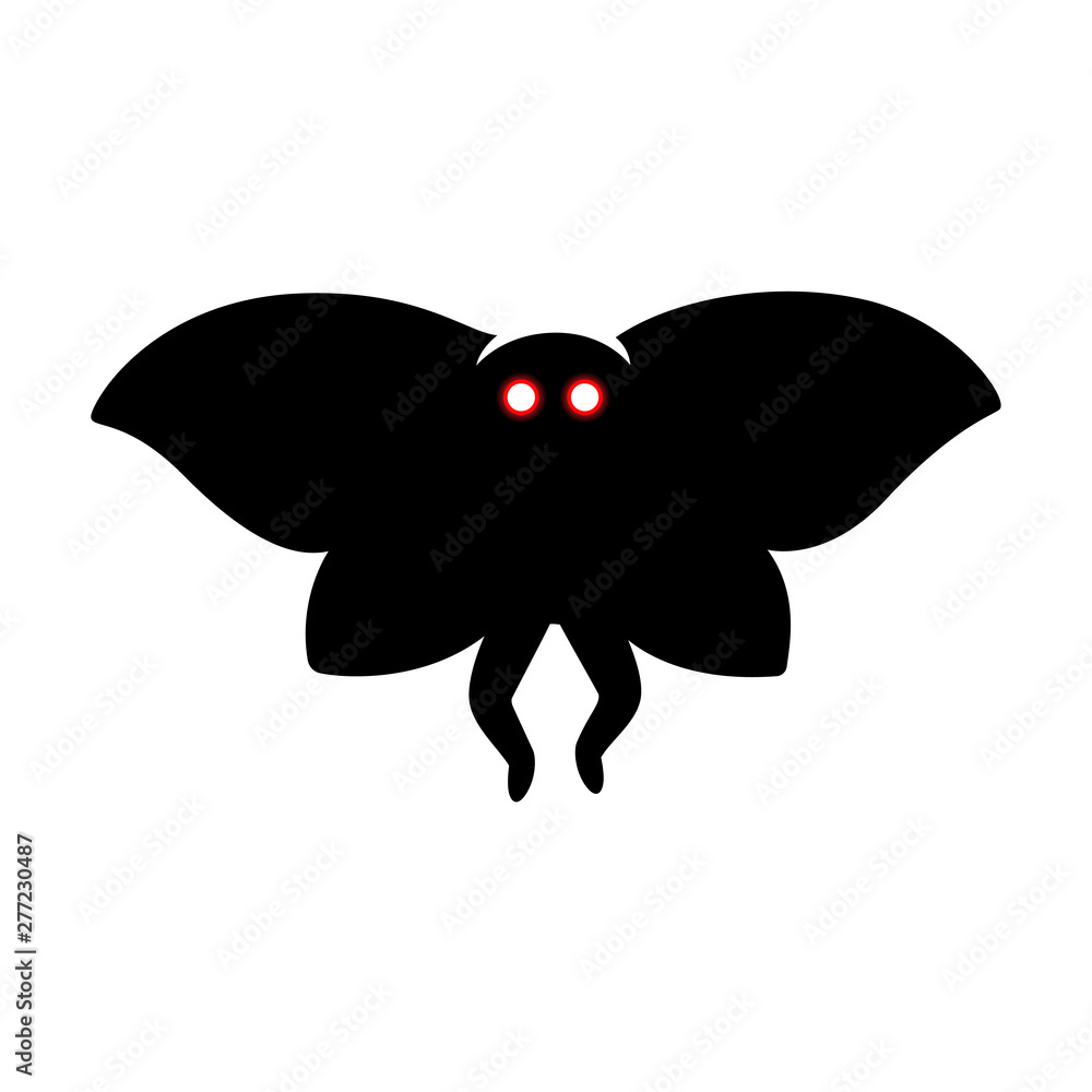 Mothman monster silhouette Stock Vector | Adobe Stock, image size:1000x1000