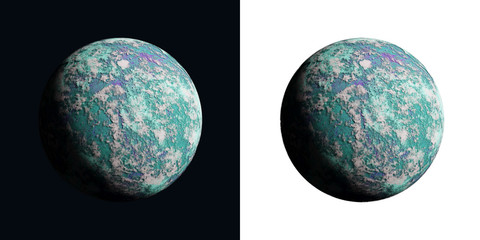 a series of unknown planets on an isolated background.