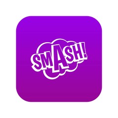 Sticker - SMASH, comic book bubble text icon digital purple for any design isolated on white vector illustration
