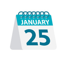 January 25 - Calendar Icon. Vector Illustration Of One Day Of Month. Desktop Calendar Template