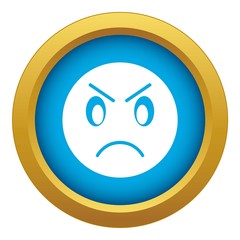 Sticker - Annoyed emoticon blue vector isolated on white background for any design