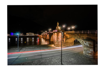 Poster - old bridge of heidelberg at night illuminated