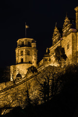 Poster - ancient heidelberg castle on hilltop at night