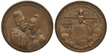 Germany German Medal Circa 1897 Satirizing Russian-French Friendship By Reminding Of French Invasions To Russian In 1812 And 1854, Text How Long Will This Friendship Last, Above Winged Figure,