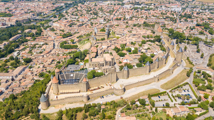 panoramic view of carcassone chateau, France