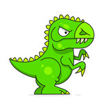 Fototapeta Dinusie - Cute Green Dinosaur Isolated On White Background. Funny Cartoon Character