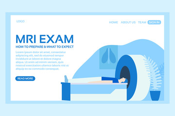 Medical web page concept. Web page design template of MRI exam. Modern vector illustration designs for website development