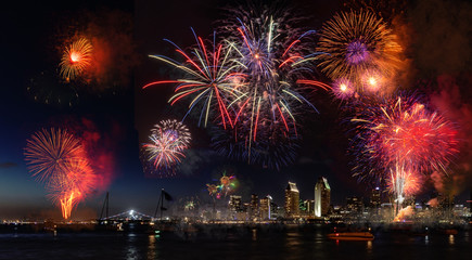 San Diego Independence Day Fireworks celebrating on 4th of July 