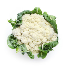 Cauliflower Isolated On White Background, Top View