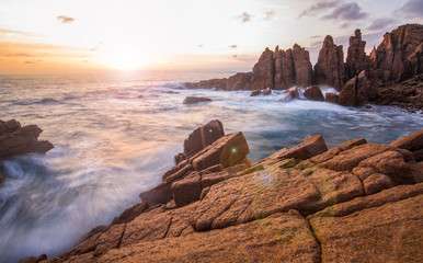 Wall Mural - Beautiful landscape of the Pinnacles the breath-taking panoramic views and a series of compelling rock formations in Cape Woolamai, Phillip Island, Australia at sunset.