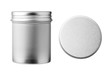 © koosen - Round metal can container isolated on white background. Container for tea, spices, cosmetic or food.