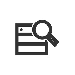 Database search icon in thick outline style.