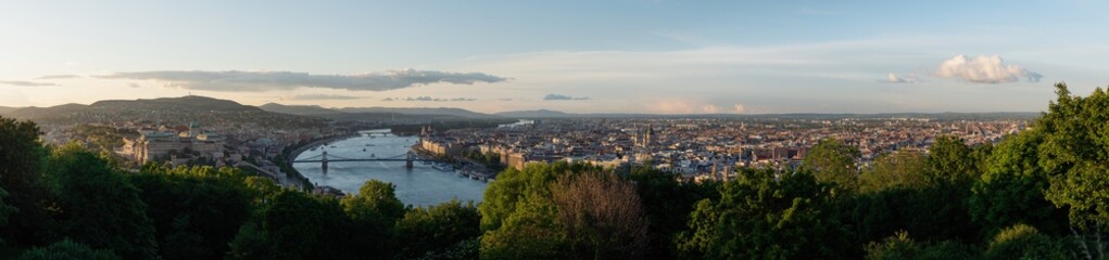 Canvas Print - Panoramic Budapest city view in summer, Hungary. Aerial landscape