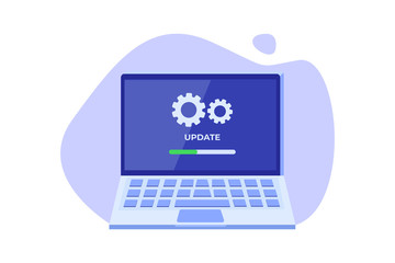 laptop system update flat style concept. vector illustration