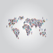 © mast3r - people crowd gathering in world map icon shape social media community travel concept different occupation employees group standing together full length