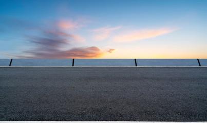 Sky Highway Asphalt Road and beautiful sky sunset scenery