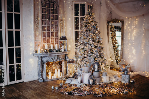 Warm Cozy Evening In Christmas Room Interior Design Xmas